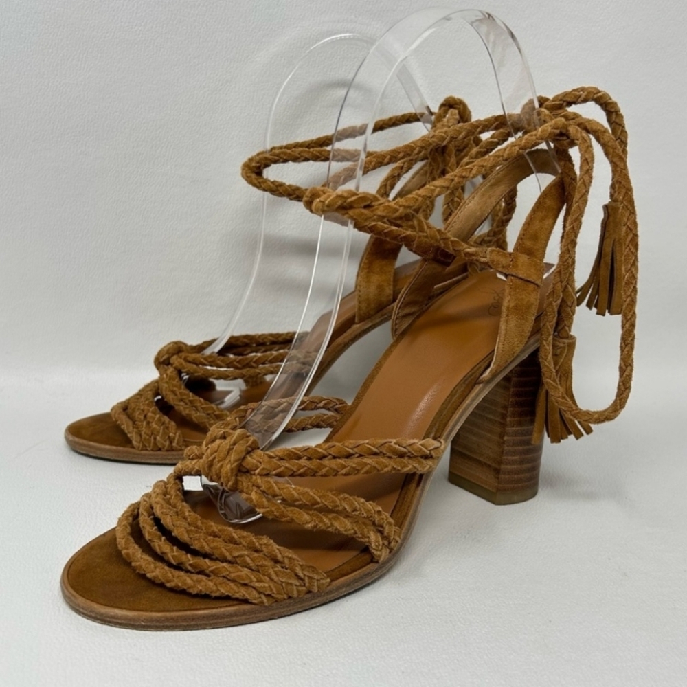 Joie Strappy Lace-Up Suede Heels Sz 7/US 37.5